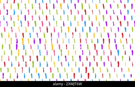 Colorful simple small dash seamless pattern on white background. Stock Vector