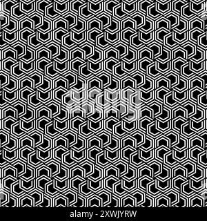 Hypnotic Black And White 1960s Retro Modern Geometric Pattern Stock Photo