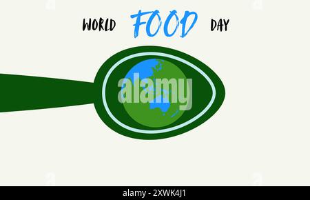 World Food Day. Food Day creative ads, International Food Day design for banners, posters, and vector 3D Illustrations. sign of food day world globe Stock Vector