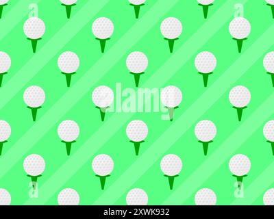 Golf ball seamless pattern. Golf balls on a stand on a green background. Golf club wallpaper. Design for banners and posters, advertising products. Ve Stock Vector