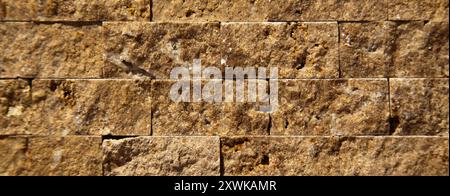 Rectangular cut out beige organic marble wall texture background can be, tile seamless lined up Stock Photo