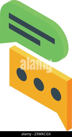 Two speech bubbles representing online communication with one green and one yellow Stock Vector
