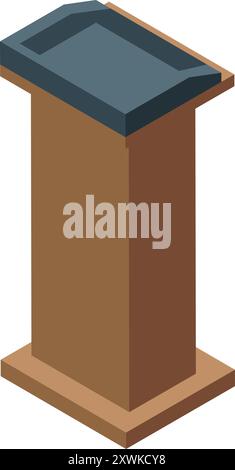 Wooden tribune providing a platform for delivering speeches and presentations Stock Vector