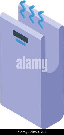 Modern electric hand dryer blowing hot air for drying hands in a public restroom Stock Vector