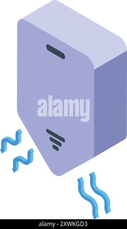 Electric hand dryer blowing hot air, modern equipment for public restroom Stock Vector