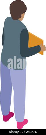 Office worker is carrying a folder isometric icon vector illustration Stock Vector