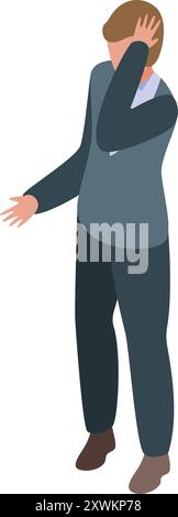Young businessman is covering his face with his hand, feeling ashamed and embarrassed Stock Vector
