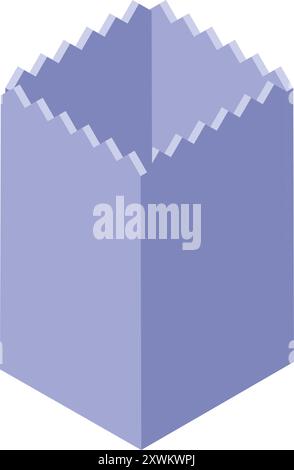Open empty cardboard box with a zigzag edge, isometric view Stock Vector