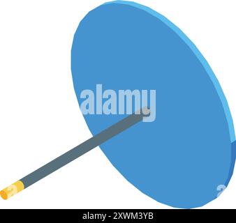 Blue satellite dish receiving data signal from space for communication Stock Vector