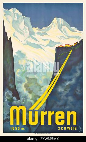 Mürren, c 1933, Schweiz, Suisse, Switzerland - Travel poster by Martin Peikert Stock Photo