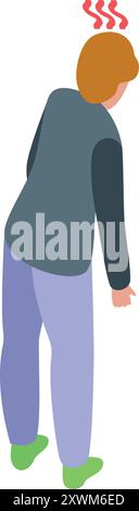 Young man is feeling dizzy and suffering from a headache Stock Vector