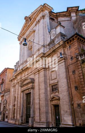 Facade of San Giacomo in Augusta Church in Via del Corso in Campo Marzio district in Rome, Italy Stock Photo