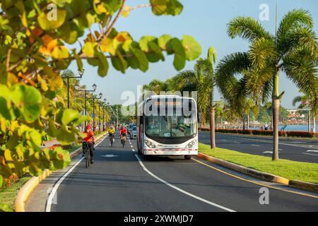 The Amador Causeway, Fuerte Amador, preferred place to practice sports in Panama City and entrance to the Panama Canal, Panama, Central America Stock Photo