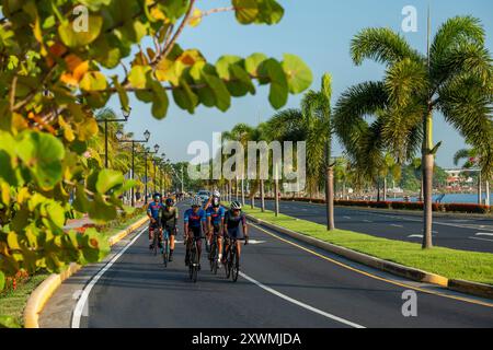 The Amador Causeway, Fuerte Amador, preferred place to practice sports in Panama City and entrance to the Panama Canal, Panama, Central America Stock Photo