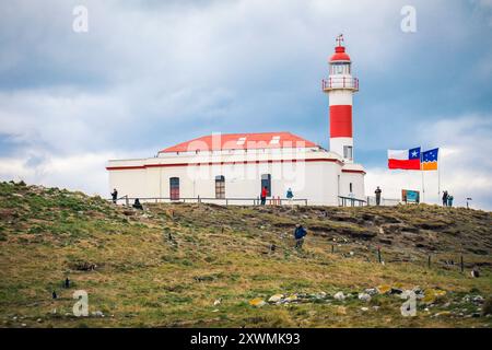 Lighthouse building on the Magdalena island near Punta Arenas, Chile Stock Photo