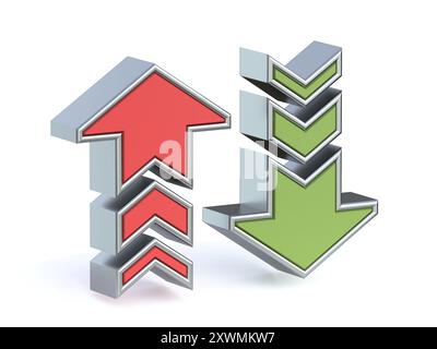Upload download arrows 3D rendering illustration isolated on white background Stock Photo