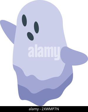 Adorable, friendly ghost with a surprised expression, perfect for halloween designs Stock Vector