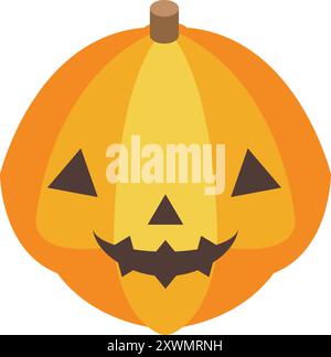 Isometric halloween pumpkin smiling with triangular eyes icon isolated on white background Stock Vector