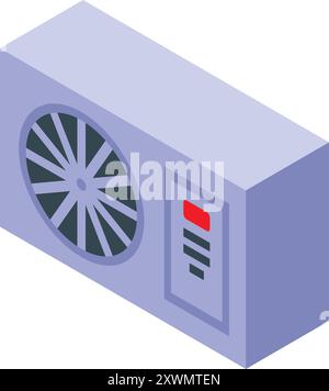 Conditioner machine providing cool airflow, climate control system for home and office, modern conditioner with digital display, isometric icon Stock Vector