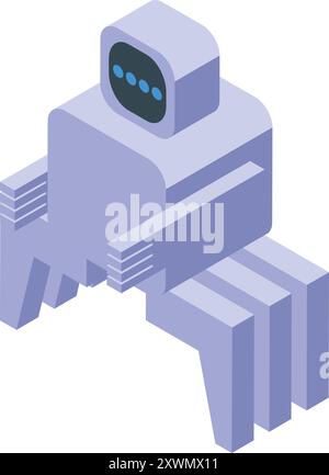 Spider like robot sitting with legs crossed, chatbot icon, isometric vector Stock Vector