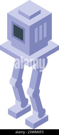 Isometric military robot with antennas is walking on four legs Stock Vector