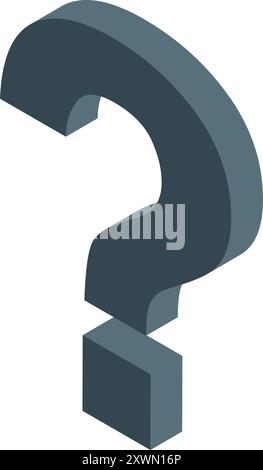 Large, gray question mark standing upright on a square base, symbolizing uncertainty and the search for answers Stock Vector