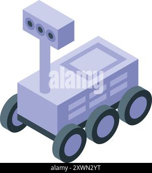 3d isometric illustration of a space rover exploring the surface of a planet Stock Vector