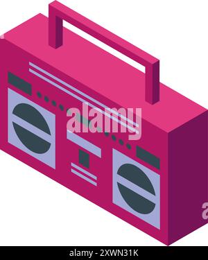 Classic boombox with cassette player is playing music Stock Vector ...