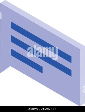 Isometric speech bubble with text, representing communication and messaging Stock Vector