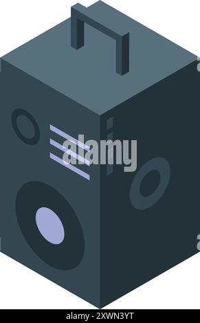 Portable music speaker, designed for enjoying music on the go, is shown in a contemporary isometric view Stock Vector