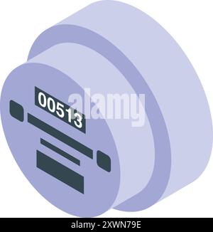 Electronic meter showing energy consumption data, isometric 3d icon Stock Vector