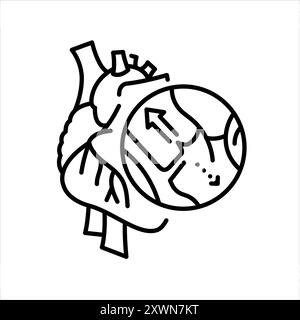 Aortic regurgitation line black icon. Sign for web page, mobile app, button, logo. Vector isolated button. Editable stroke. Stock Vector