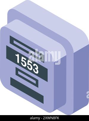 Electric meter is showing power consumption data in isometric view Stock Vector