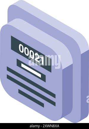 Electric meter showing energy consumption data, isometric view Stock Vector