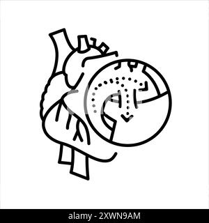 Ductus arteriosus line black icon. Sign for web page, mobile app, button, logo. Vector isolated button. Editable stroke. Stock Vector