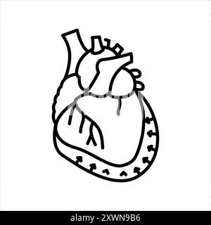 Pericarditis line black icon. Sign for web page, mobile app, button, logo. Vector isolated button. Editable stroke. Stock Vector