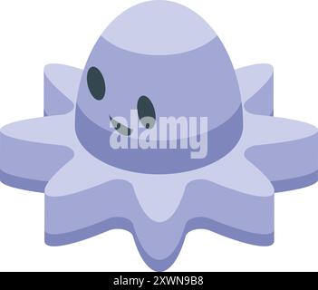 Adorable purple octopus with a happy expression Stock Vector