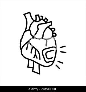 Heart failure line black icon. Sign for web page, mobile app, button, logo. Vector isolated button. Editable stroke. Stock Vector