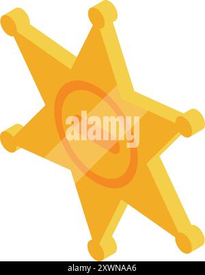 Golden five pointed sheriff star badge symbol of authority and justice is lying on white background Stock Vector