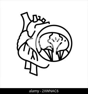 Mitral valve prolapse line black icon. Sign for web page, mobile app, button, logo. Vector isolated button. Editable stroke. Stock Vector