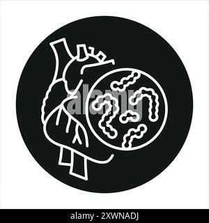 Endocarditis line black icon. Sign for web page, mobile app, button, logo. Vector isolated button. Editable stroke. Stock Vector