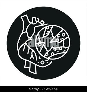 Myocarditis line black icon. Sign for web page, mobile app, button, logo. Vector isolated button. Editable stroke. Stock Vector