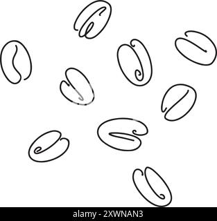 One continuous line drawing whole healthy organic coffee bean for restaurant logo identity. Fresh aromatic seed concept for coffee shop icon. Modern Stock Vector