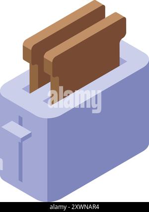 Modern toaster is toasting two slices of bread for a quick and easy breakfast Stock Vector