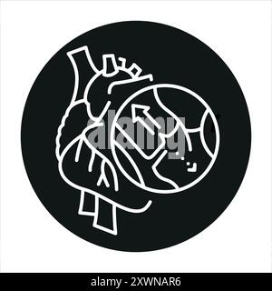 Aortic regurgitation line black icon. Sign for web page, mobile app, button, logo. Vector isolated button. Editable stroke. Stock Vector