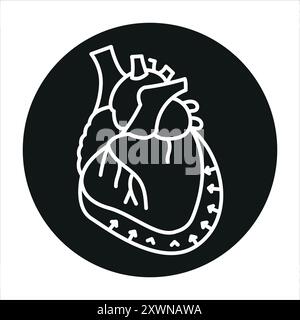 Pericarditis line black icon. Sign for web page, mobile app, button, logo. Vector isolated button. Editable stroke. Stock Vector