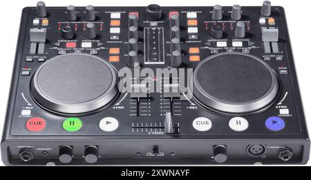 studio shot of portable DJ Control Mixer on white background Stock Photo