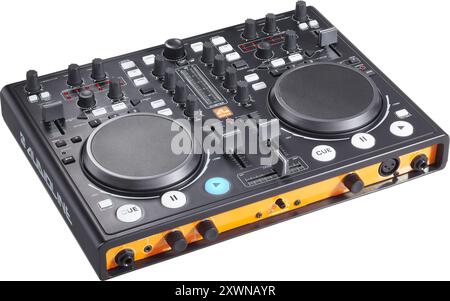 studio shot of portable DJ Control Mixer on white background Stock Photo