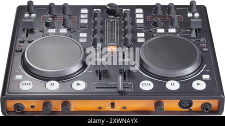 studio shot of portable DJ Control Mixer on white background Stock Photo