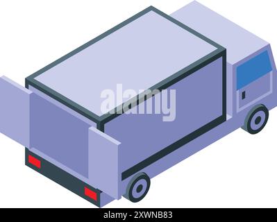 Delivery truck with open doors is waiting for loading in isometric view Stock Vector